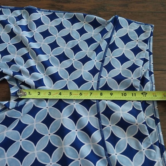 Crown & Ivy Blue Stretch  Flower Ankle Workout Leggings Size XL - Picture 8 of 10